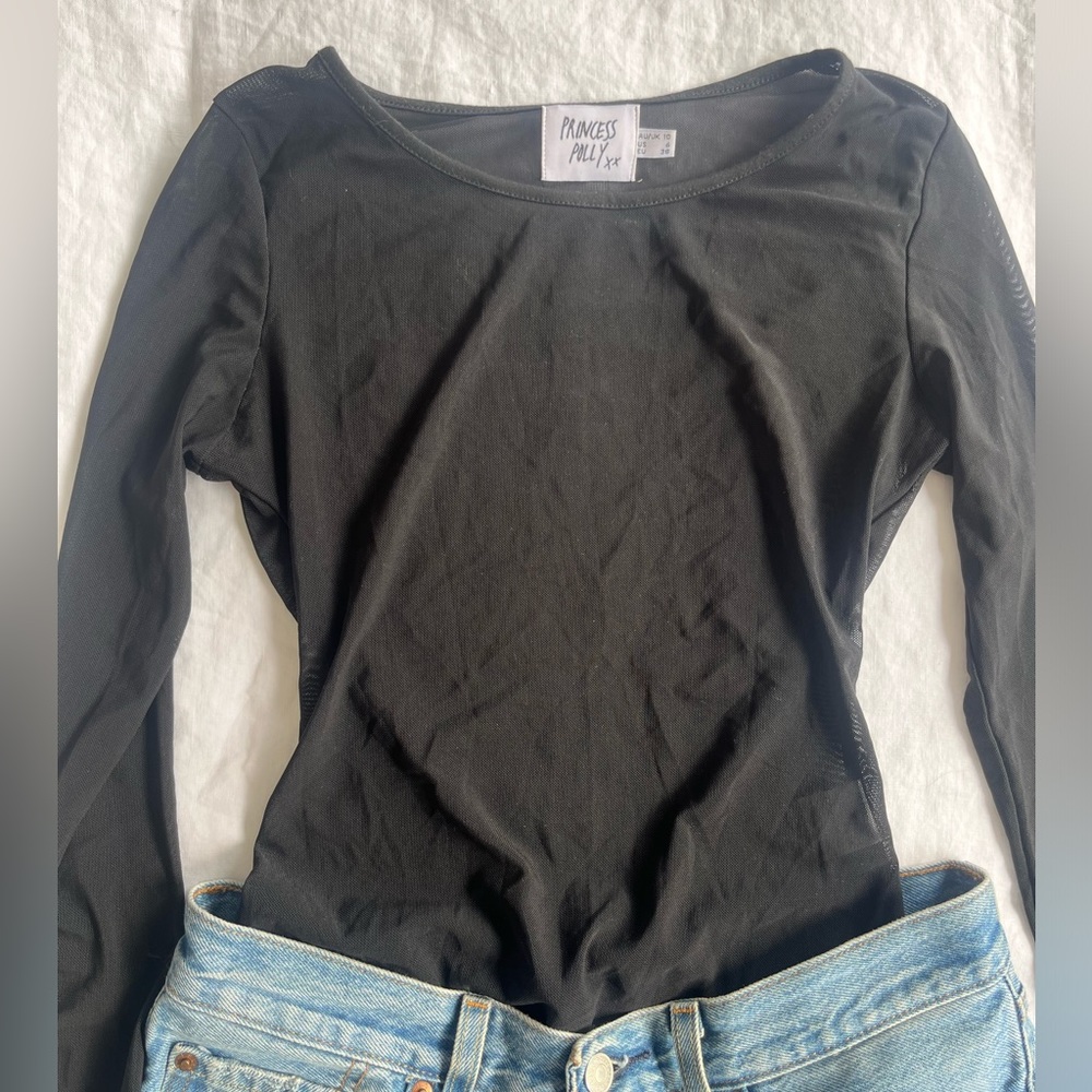 Black Sheer Long sleeve Top